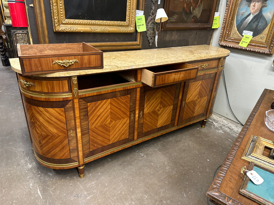 LARGE CURVED MARBLE TOP LOUIS XVI SIDEBOARD