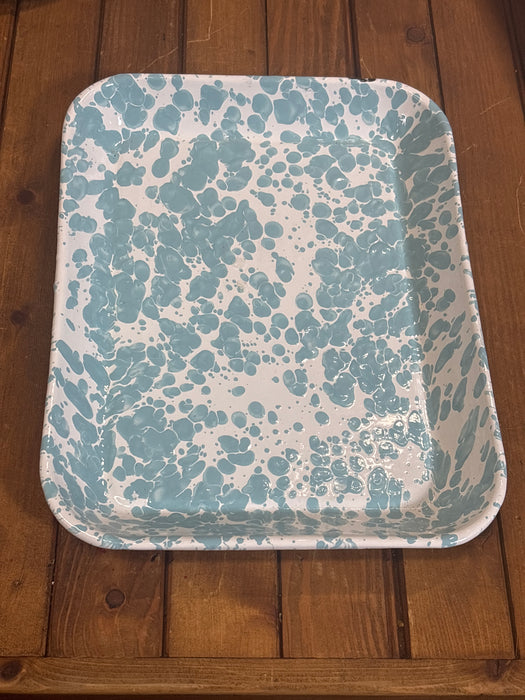 LIGHT BLUE AND WHITE SPLATTER WARE TRAY