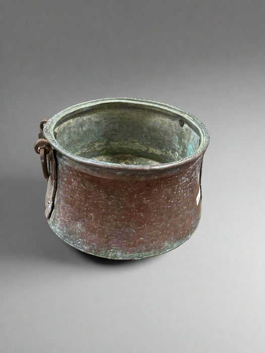 LARGE COPPER AND BRONZE CAULDRON