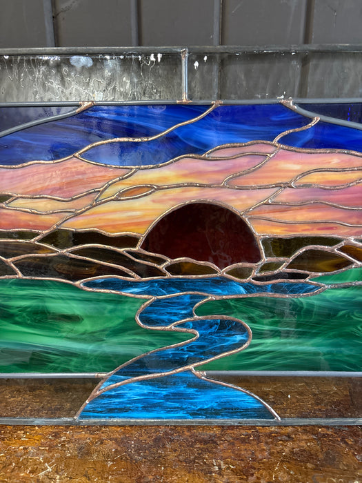 SUNSET LANDSCAPE STAINED GLASS