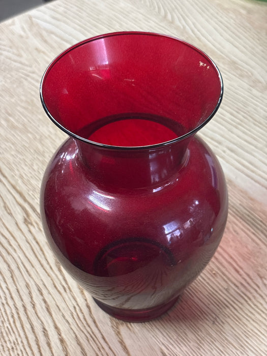 RUBY GLASS SHAPED VASE