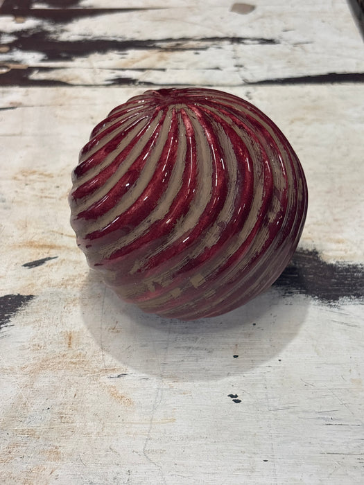 LARGE RED GLASS SWIRL SPHERE