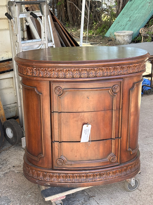 MAHOGANY OVAL CHEST - AS FOUND