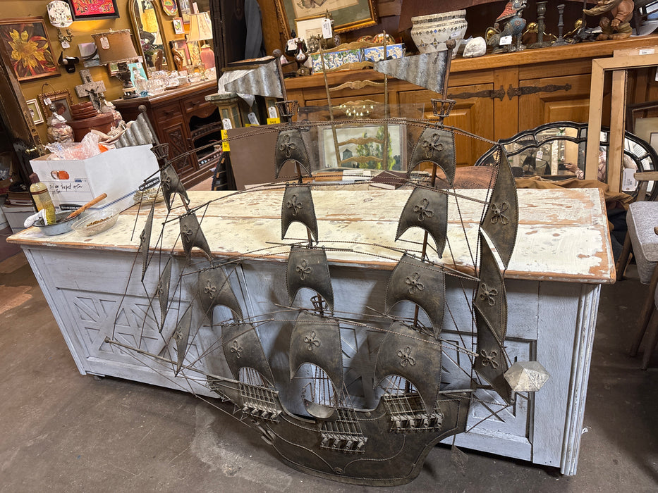LARGE 1970'S 3 MAST SHIP WALL MOUNT
