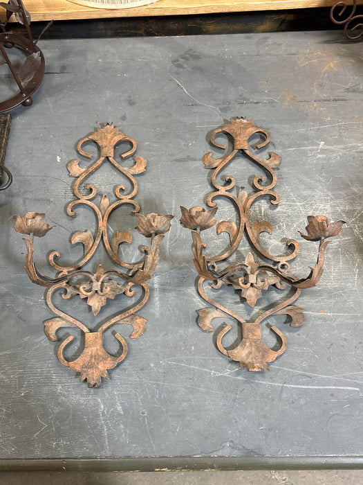 PAIR OF IRON CANDLE SCONCES
