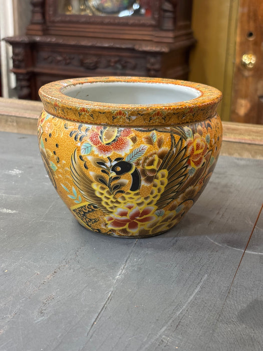 SMALL ORANGE PEACOCK POT