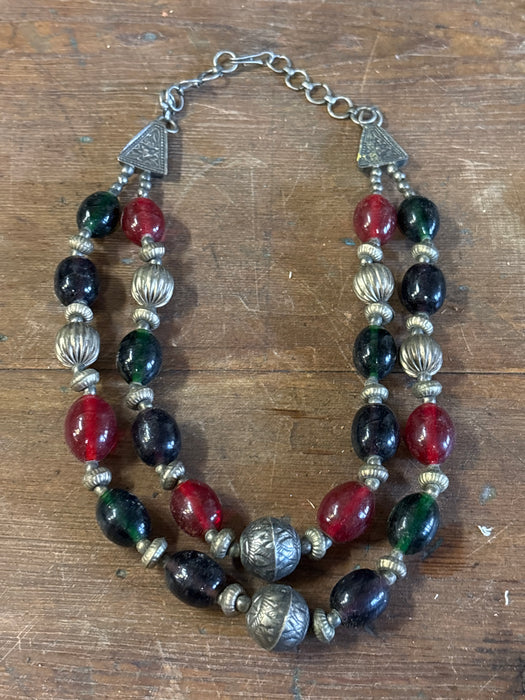 RED, GREEN AND PURPLE NECKLACE