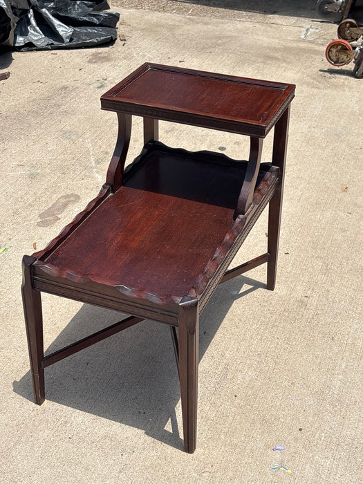 MAHOGANY TWO LEVEL SIDE TABLE