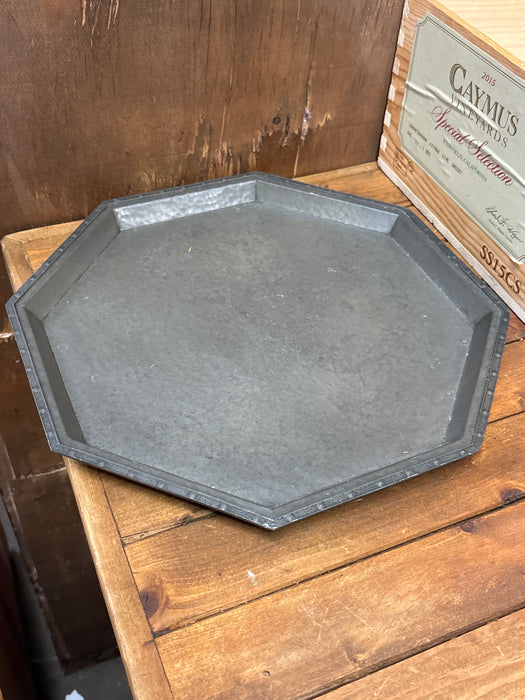 LARGE ANTIQUE PEWTER HEXAGON SHAPED TRAY