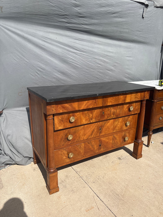 19TH CENTURY EMPIRE BLACK MARBLE TOP CHEST