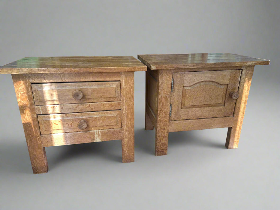 PAIR OF RUSTIC OAK SMALL NIGHTSTANDS
