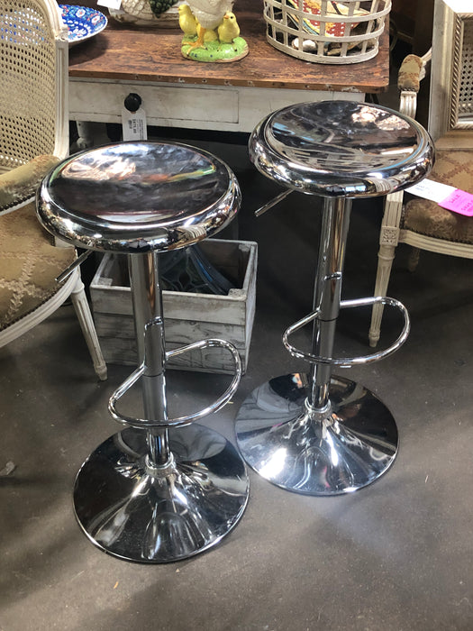 PAIR OF CHROME STOOLS