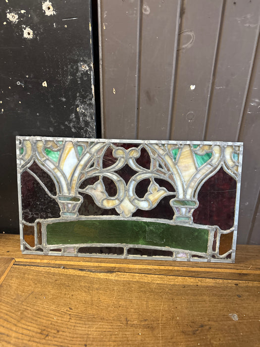 RECTANGULAR 19TH CENTURY STAINED GLASS WINDOW