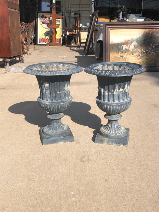 PAIR OF ALUMINUM CLASSICAL URN PLANTERS