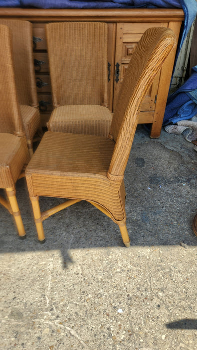 SET OF 6 NATURAL WICKER TALL BACK CHAIRS