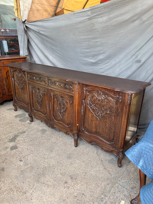DARK COUNTRY FRENCH SIDEBOARD WITH CARVED BACKSPLASH