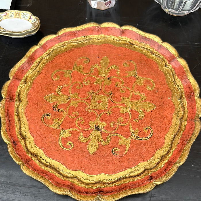 RED AND GOLD FLORENTINE TRAY