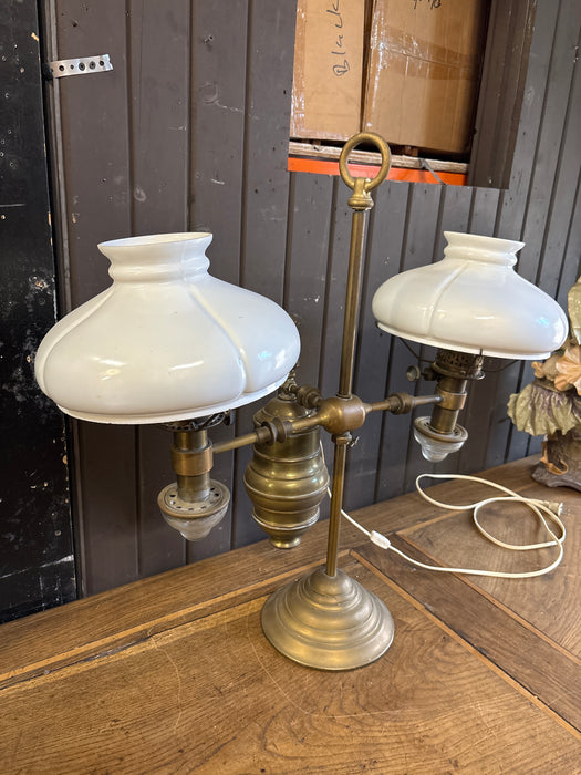 19TH CENTRY STUDENT BRASS LAMP - CONVERTED FROM OIL LAMP