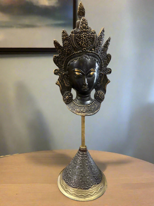 BUDDHA BRONZE HEAD ON STAND