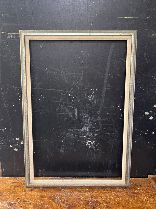 BLUEISH GREEN AND SILVER FRAME WITH LINEN FILET