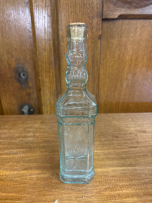 SQUARE ORNATE VINTAGE BOTTLE WITH CORK