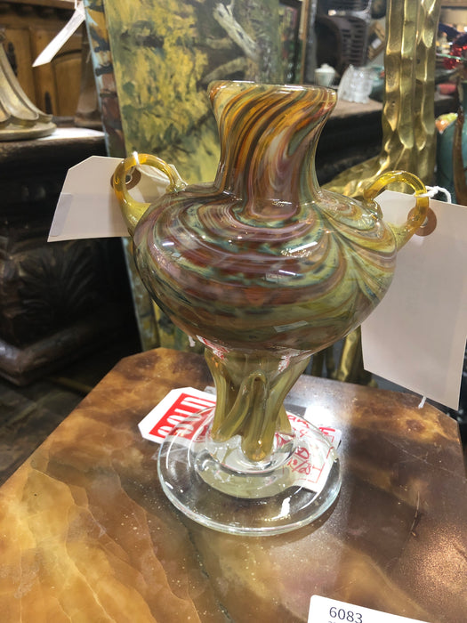 YELLOW AND ORANGE MURANO GLASS URN