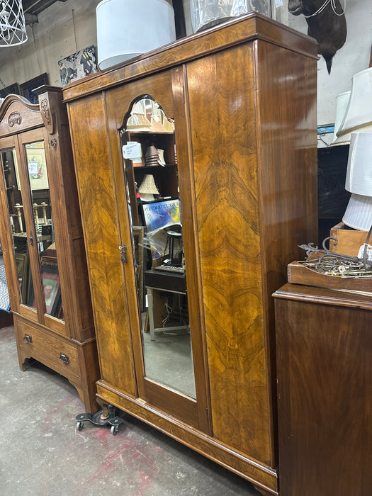 QUEEN ANNE ENGLISH WALNUT MIRRORED ARMOIRE