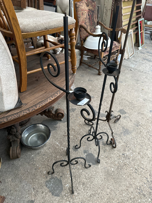 PAIR OFTALL  WROUGHT IRON CANDLE STANDS