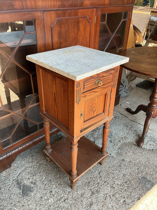 PINE WHITE MARBLE TOP NIGHT STAND