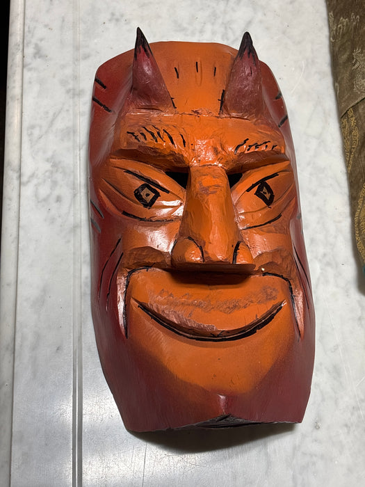 CARVED PAINTED ORANGE MASK