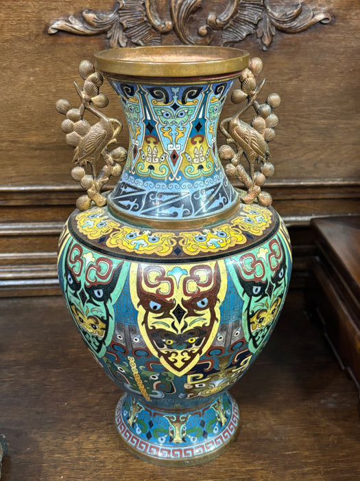 MULTICOLORED CLOISONNE JARDIENERE WITH HANDLES