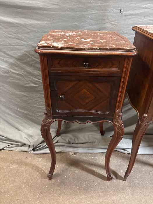 LOUIS XV  MARBLE TOP ROSEWOOD SIDE CABINET