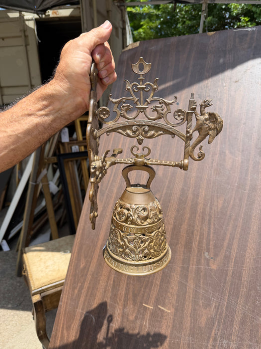 ORNATE PIERCED BRASS WALL MOUNTED BELL