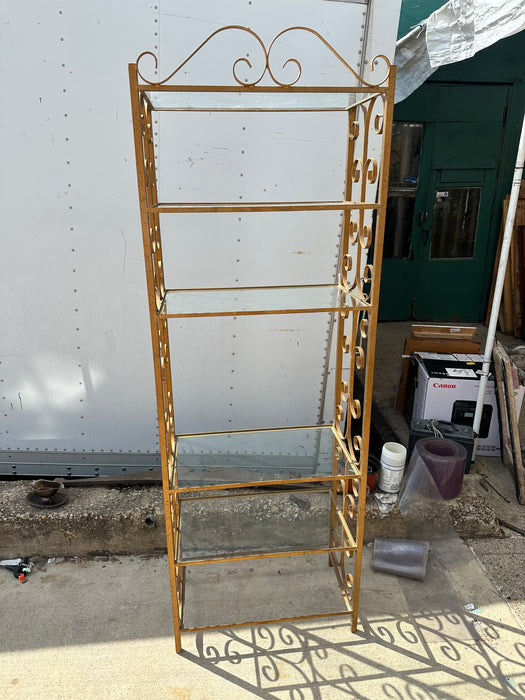 HOLLYWOOD REGENCY GOLD SHELF UNIT
