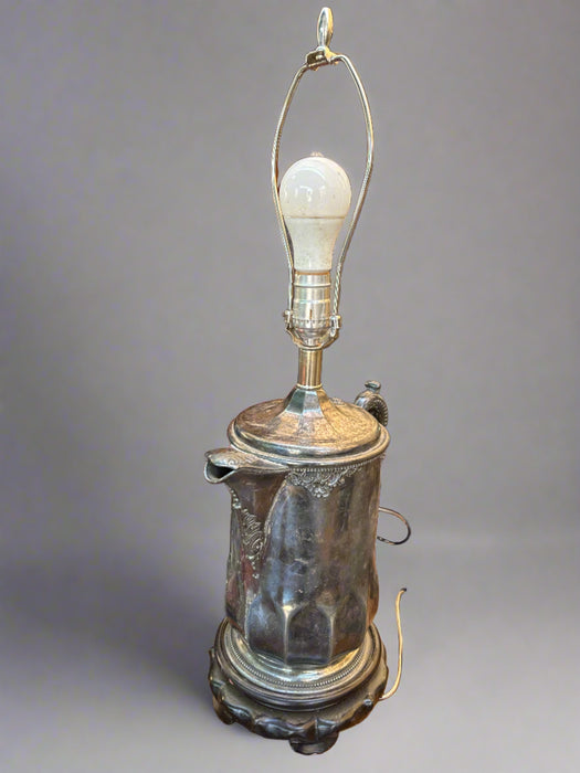 VICTORIAN CAFFE POT SPELTER LAMP