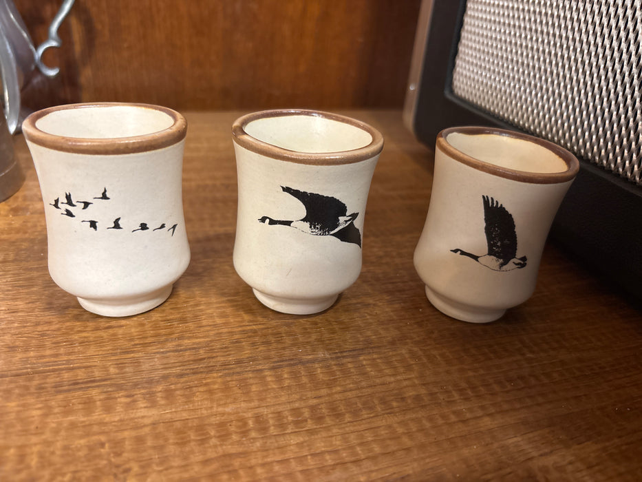 SET OF 4 CANADIAN POTTERY CARAFE AND GLASSES