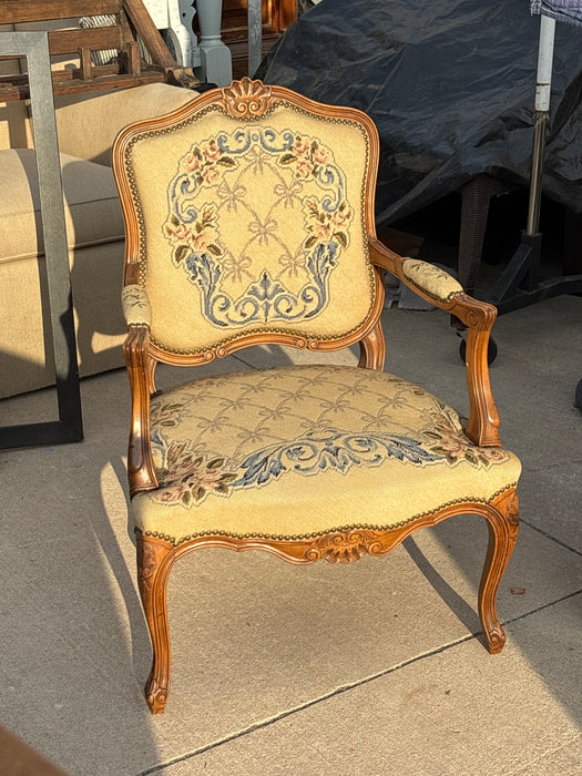 SMALL NEEDLEPOINT FAUTEUIL CHAIR