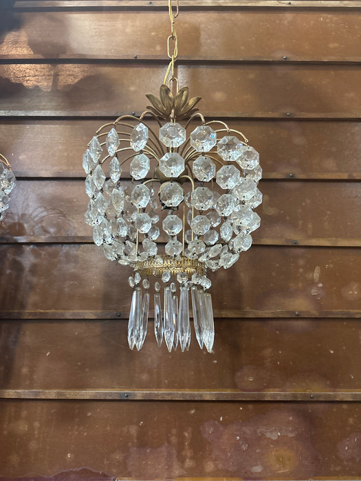 PAIR OF VINTAGE CRYSTAL PRISM CHANDELIERS