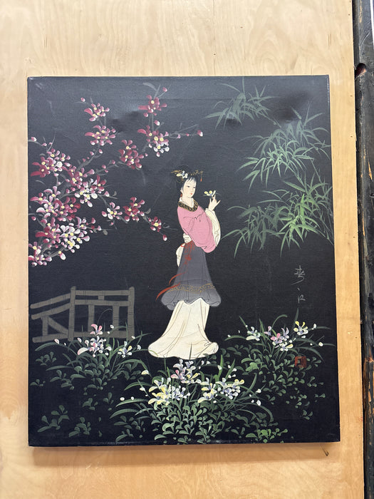 UNFRAMED OIL PAINTING OF A CHINESE GEISHA