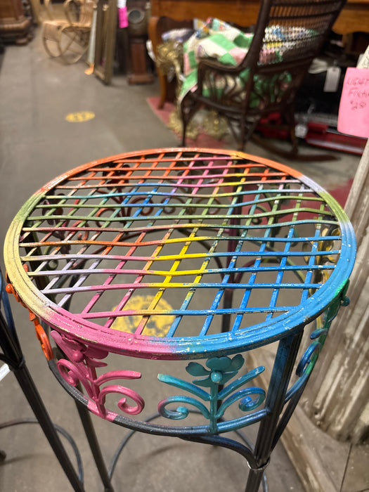PAIR OF COLORFUL WROUGHT IRON STANDS