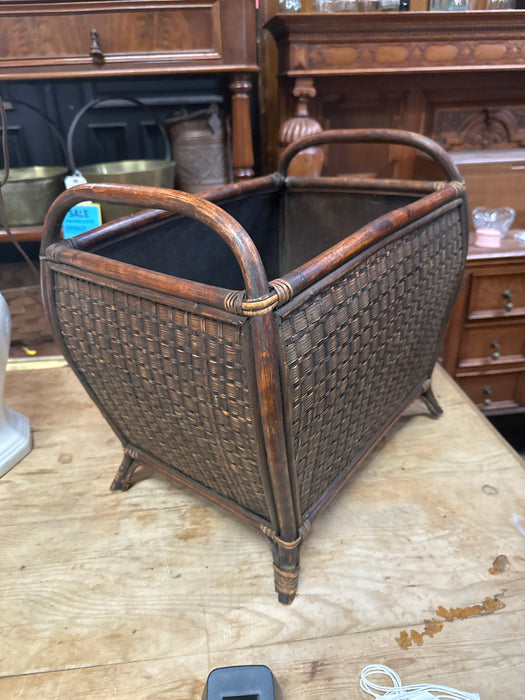 RATTAN AND CANE MAGAZINE HOLDER-NOT OLD
