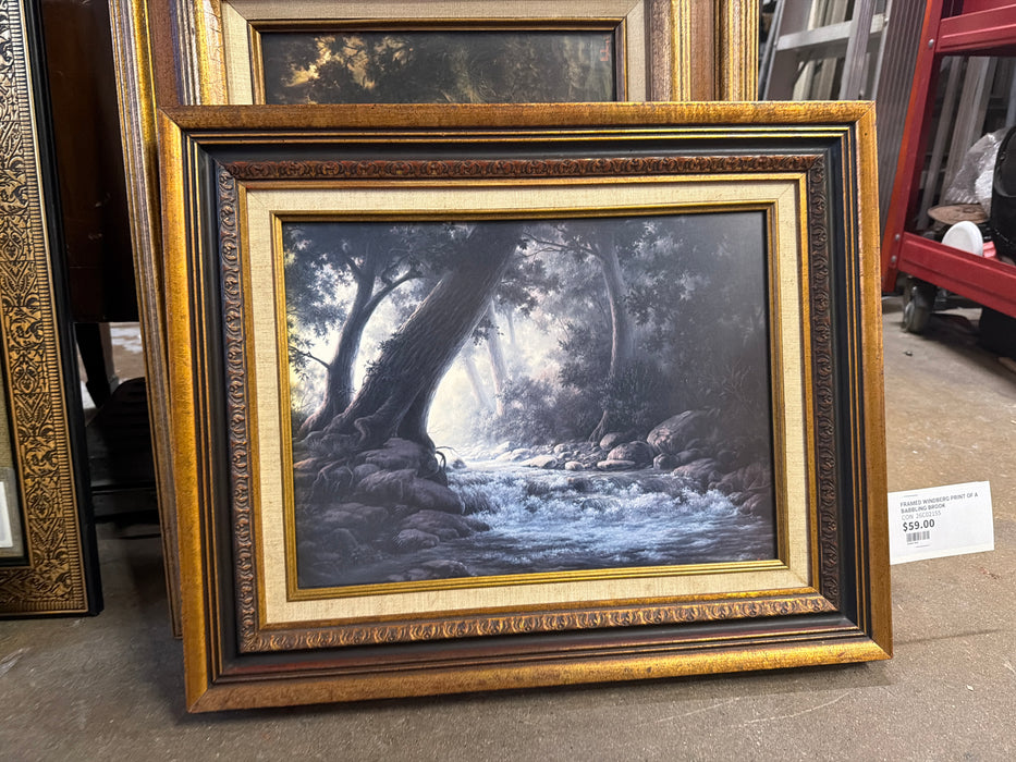 FRAMED WINDBERG PRINT OF A BABBLING BROOK