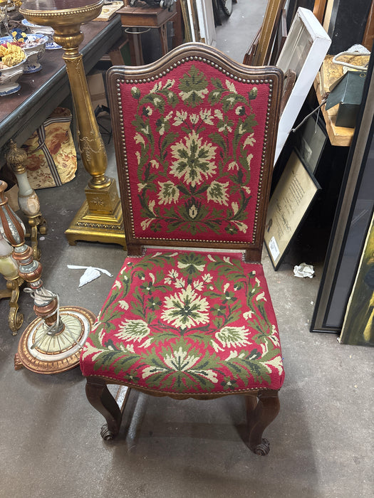FRENCH RED NEEDLEPOINT SNAIL FOOT CHAIR