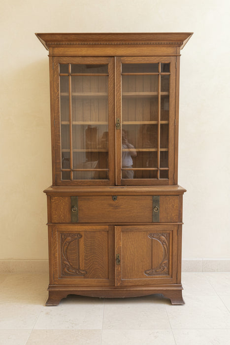 NOUVEAU ARTS AND CRAFTS BOOK CASE DESK