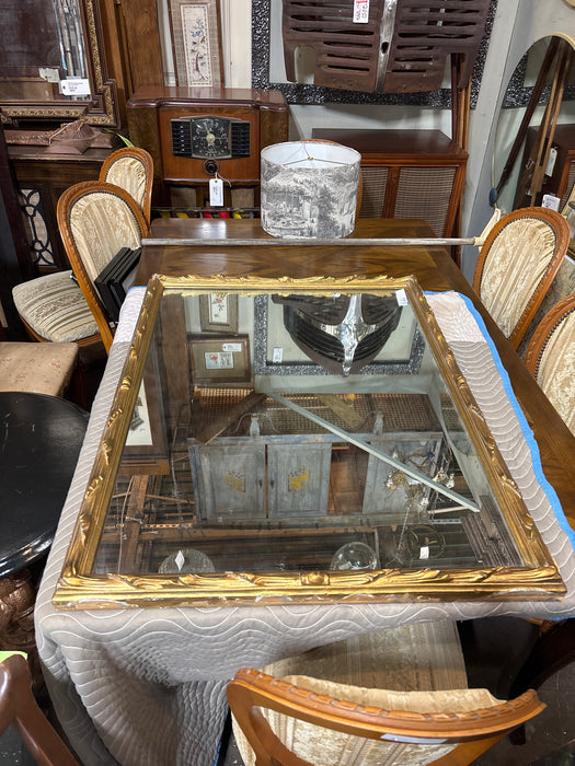LARGE ANTIQUE GOLD LEAF MIRROR - AS FOUND