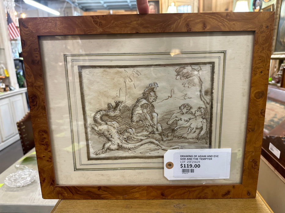 DRAWING OF ADAM AND EVE GOD AND THE TEMPTER