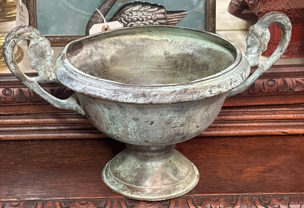 GREEN VERDIGRIS COMPOTE WITH FACE HANDLES