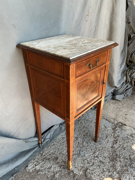 MARBLE TOP MAHOGANY NIGHT STAND - AS FOUND
