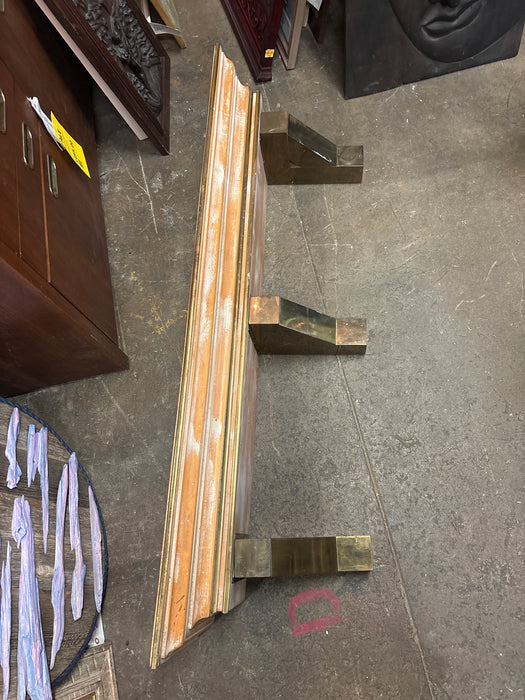 LONG SHELF WITH 3 BRASS SUPPORTS