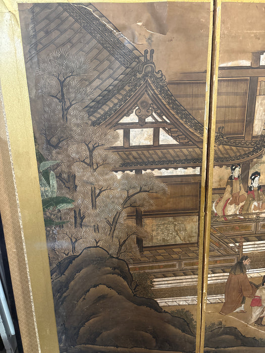 PAIR OF LARGE BLACK FRAMED ASIAN PANELS - AS FOUND
